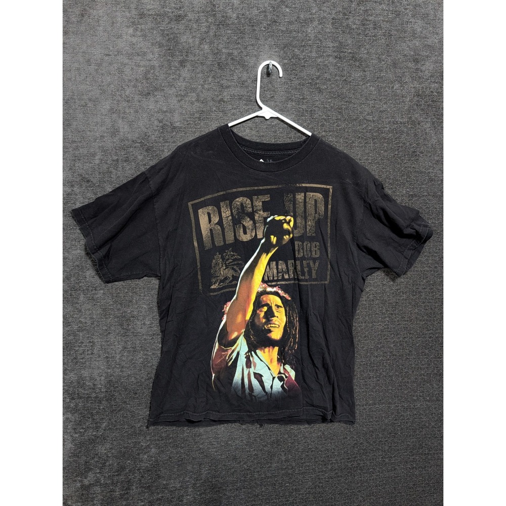 Zion Rootswear Bob Marley Rise Up Graphic T-Shirt Black XL Reggae Music Tee